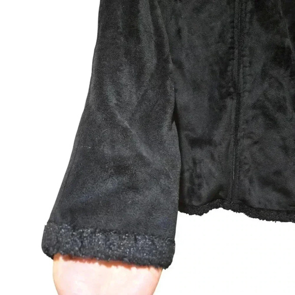 Green Tea Jacket Womans XL Black Faux Fur Plush Zipper Front Long Sleeve #088 - Picture 4 of 8